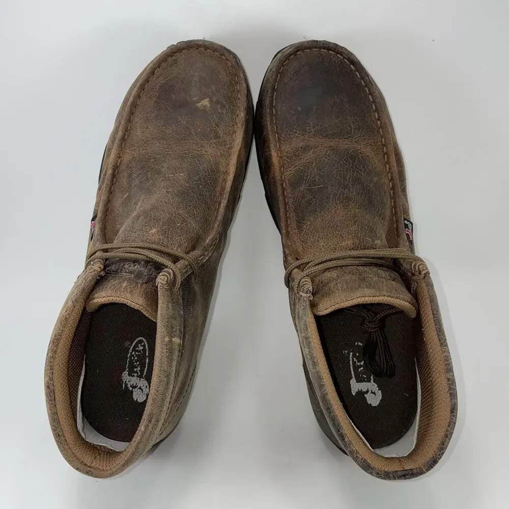 Justin Boots 235 Steel Toe Work Boots Brown Cappie Casual Mens Size 9.5 Chukka